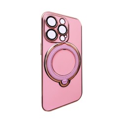 Capa de Silicone Dura com Protetor de Câmera e Anel de Suporte para Apple iPhone 15 Pro Rosa Capa de Silicone Dura com Protetor de Câmera e Anel de Suporte para Apple iPhone 15 Pro Rosa